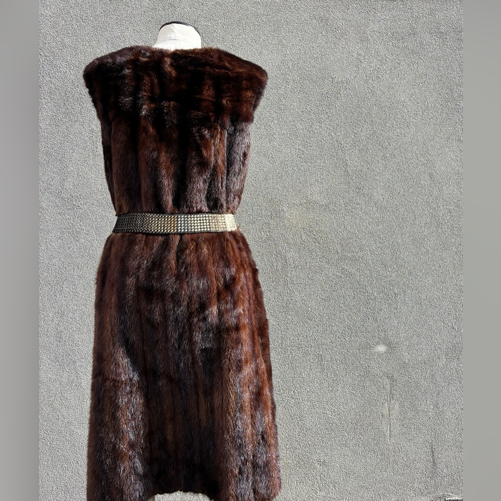Vintage chocolate mink oversize  sleeve less Fur Coat - Picture 7 of 12